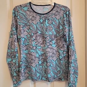 Lands' End Floral Long Sleeve Swim Rash Guard Size S
